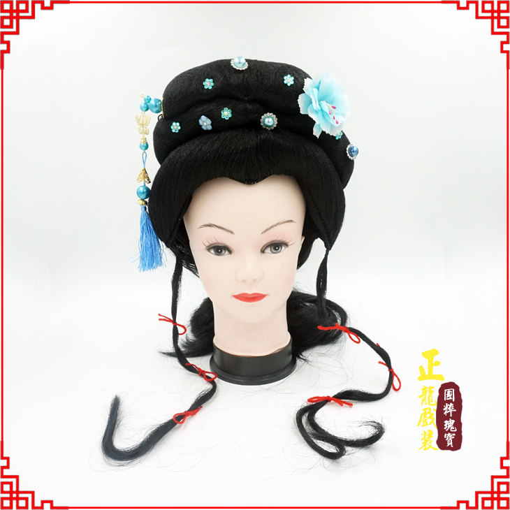 哈密戏剧服装京剧越剧小旦花旦丫鬟假发 小姐头套